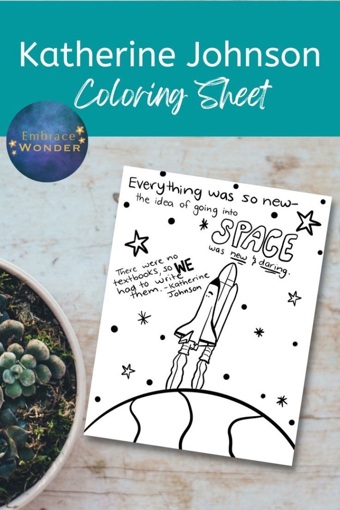 Worksheet featuring Katherine Johnson for second graders studying algebra