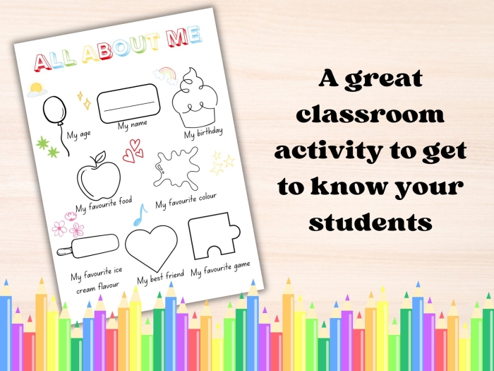 First grade student completing an all about me worksheet with fraction activities and writing prompts