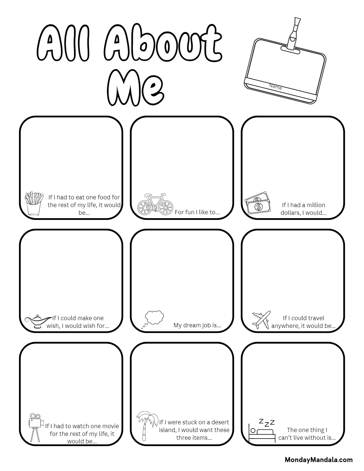 All About Me Report Writing Worksheet 13 Pre-K student completing an All About Me Report handwriting practice worksheet