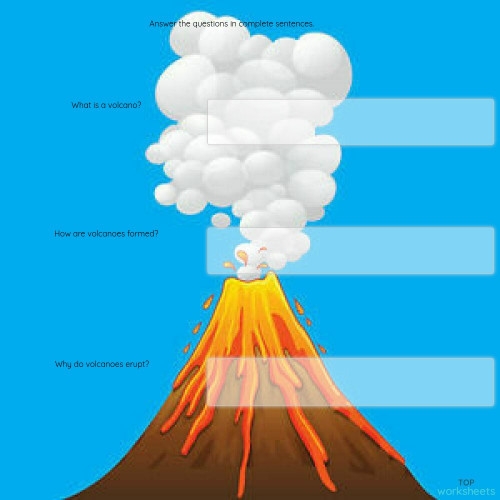 Cutaway diagram illustrating the science behind volcanic eruptions for a fourth-grade lesson