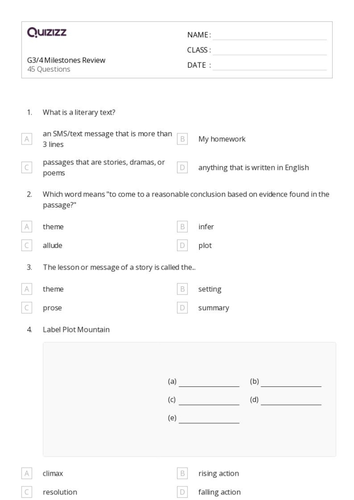 A seventh grade student worksheet showing exercises for identifying and interpreting common allusions using context clues and background knowledge