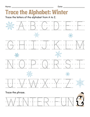 Engaging worksheet for practicing uppercase letters in Pre-K education Children tracing uppercase letters A to Z on an alphabet blocks worksheet