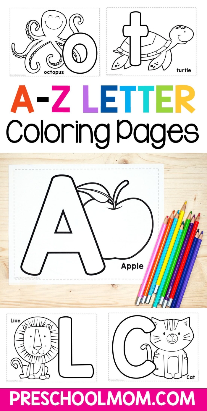Reading worksheet for Pre-K Alphabet coloring page worksheet for preschoolers focusing on uppercase letter recognition and fine motor skills. Engaging ABCs coloring activity for Pre-K children to enhance learning.