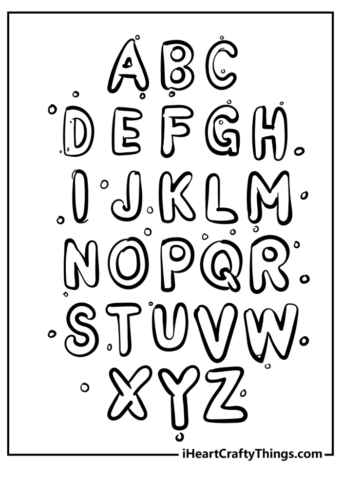 Reading worksheet for Pre-K Alphabet coloring page worksheet for uppercase letter recognition and fine motor skills practice. Engaging ABCs coloring activity for Pre-K learners.
