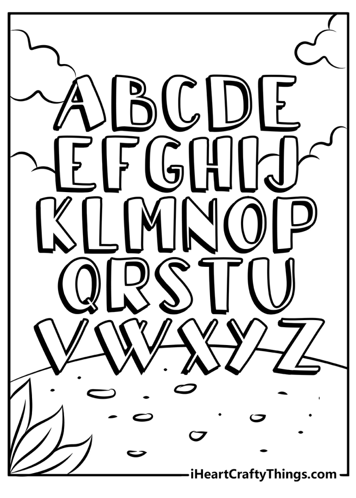 Engaging Alphabet Coloring Page worksheet for preschoolers to practice ABCs and creativity Coloring page featuring uppercase letters designed for Pre-K students to enhance letter recognition and fine motor skills