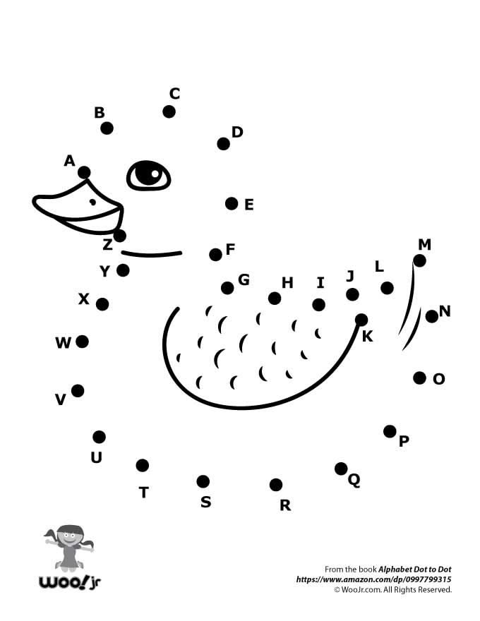Fun Dog House Alphabet Dot-to-Dot Worksheet for Pre-K Learning Coloring page of a dog in a doghouse for the Alphabet Dot-to-Dot activity