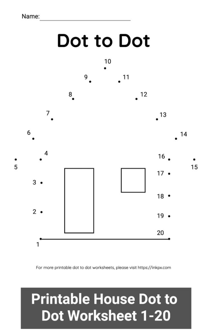 Alphabet Dot-to-Dot Dog House Activity Worksheet 11 Pre-K alphabet dot-to-dot worksheet showing a friendly dog and a doghouse