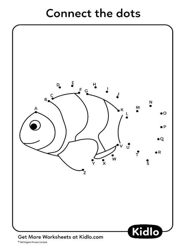 Connect the Dots A-Z worksheet featuring Mr. Cat for kindergarten students