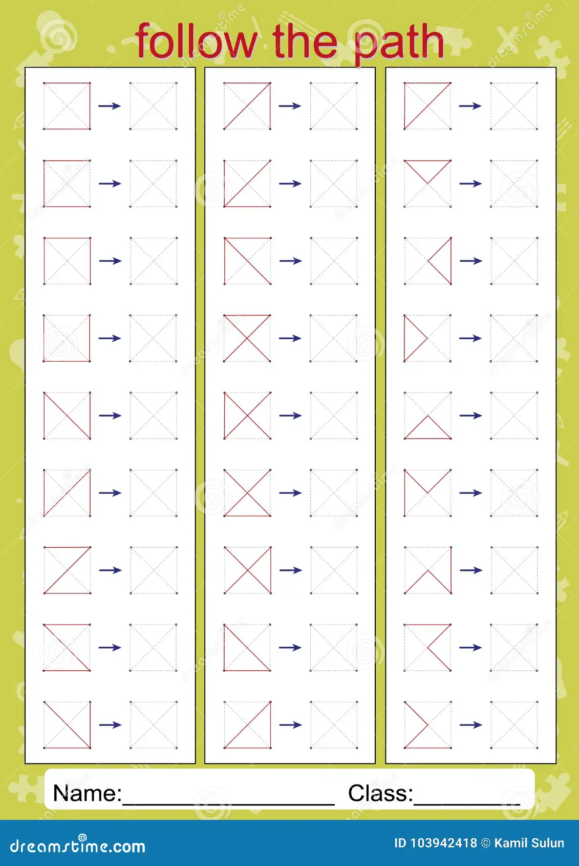Preschooler following the A to Z letter maze path on a worksheet