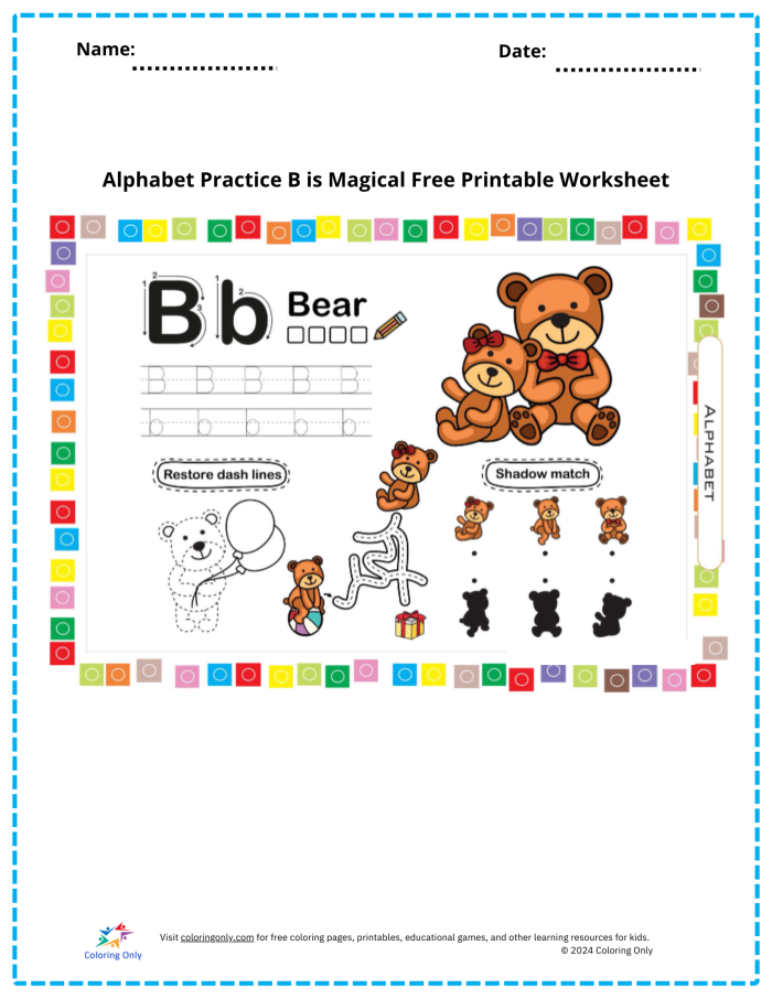 Alphabet Practice Letter B Worksheet for Pre-K Students 2 Pre-K students practicing tracing and writing the letter B on a worksheet