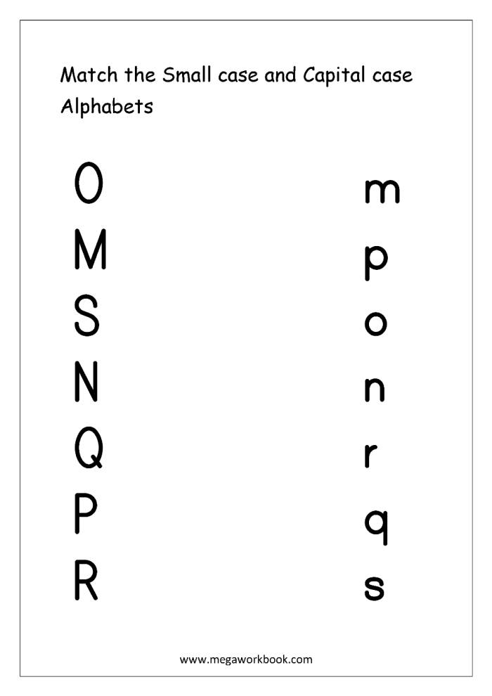 Alphabet Letter Matching Activity for Early Readers Kindergarten student matching uppercase and lowercase letters with picture clues on alphabet worksheet