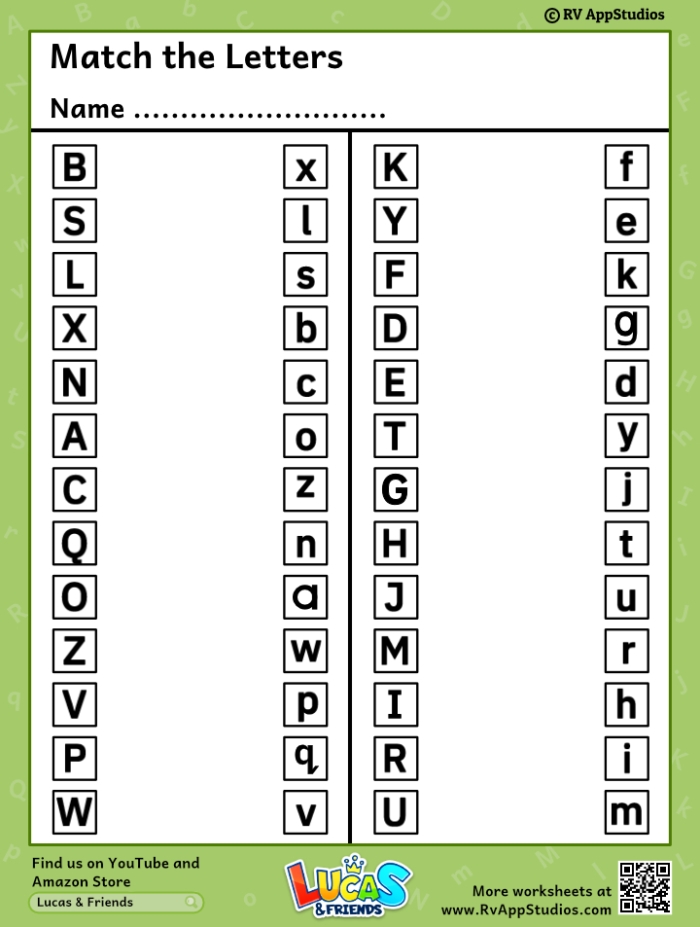 Alphabet Match Up Exercise for Early Readers Image 4 Kindergarten student matching uppercase and lowercase letters on an alphabet worksheet activity