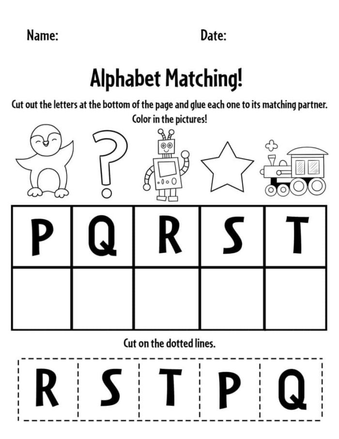 Alphabet Match Up Kindergarten Reading Worksheet 12 Kindergarten student using an Alphabet Match Up worksheet to practice letter sound recognition