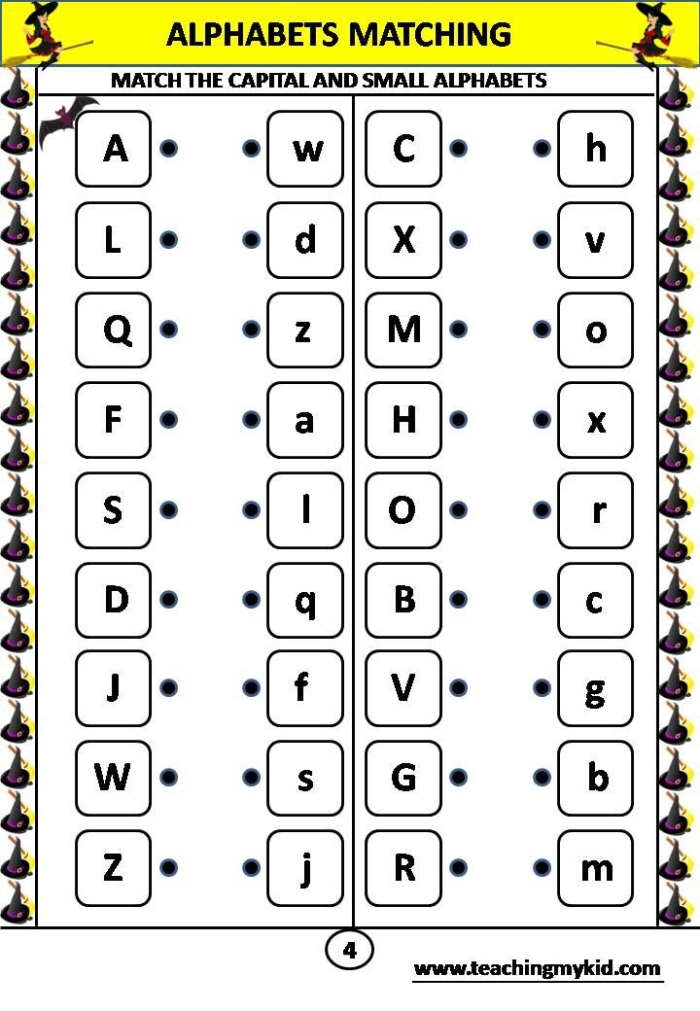 Alphabet Match Up Learning Activity for Letter Recognition and Sound Correspondence Kindergarten student matching uppercase and lowercase letters with picture clues on alphabet worksheet