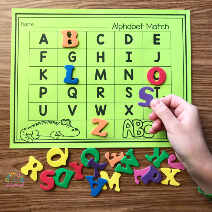 Alphabet Match Up Worksheet Kindergarten Letter Sounds Activity 3 Kindergarten student identifying letter sounds on an Alphabet Match Up worksheet