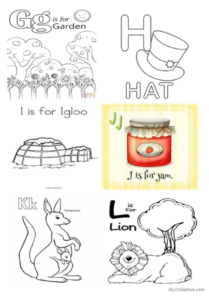 Kindergarten student coloring a printable alphabet mini book phonics worksheet