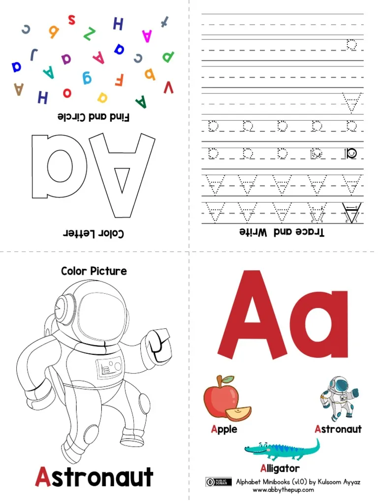 Kindergarten student working on an Alphabet Mini Book phonics worksheet template