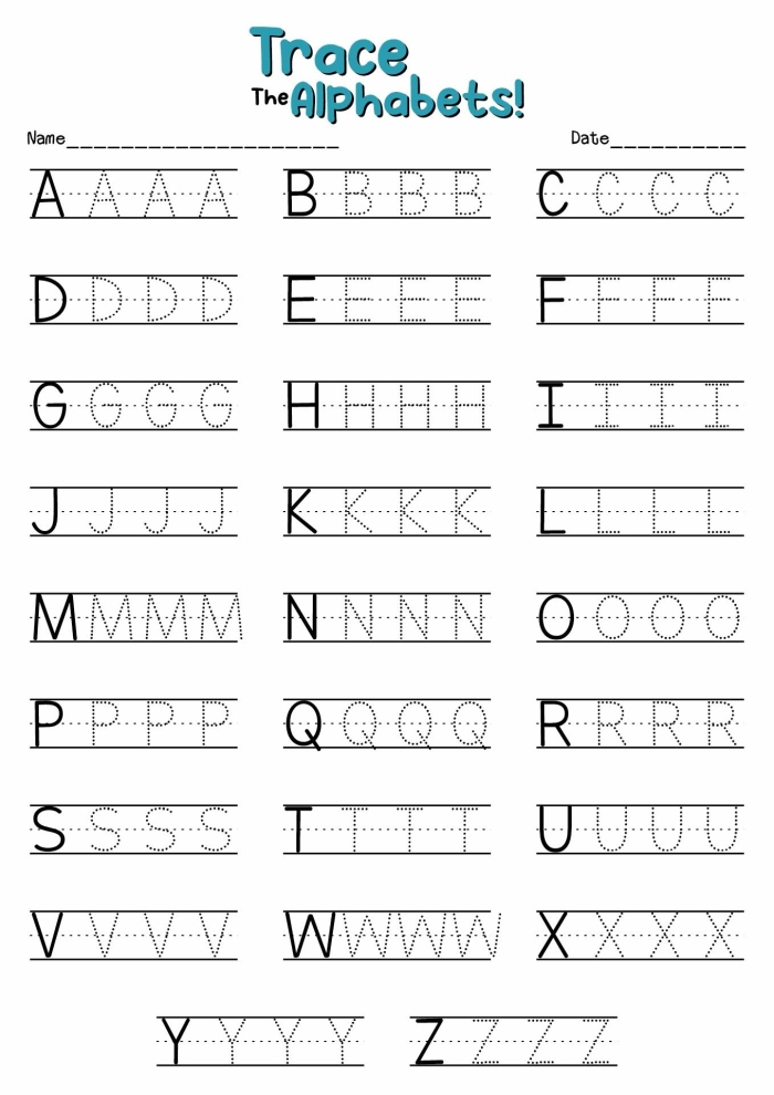 Pre-K student tracing the letter A on a measurement themed worksheet 24