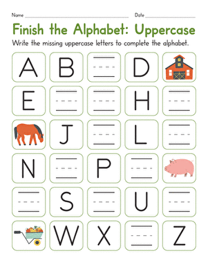 Practice tracing uppercase letters with this seventh alphabet blocks worksheet Alphabet Blocks worksheet for Pre-K students to trace uppercase letters from A to Z
