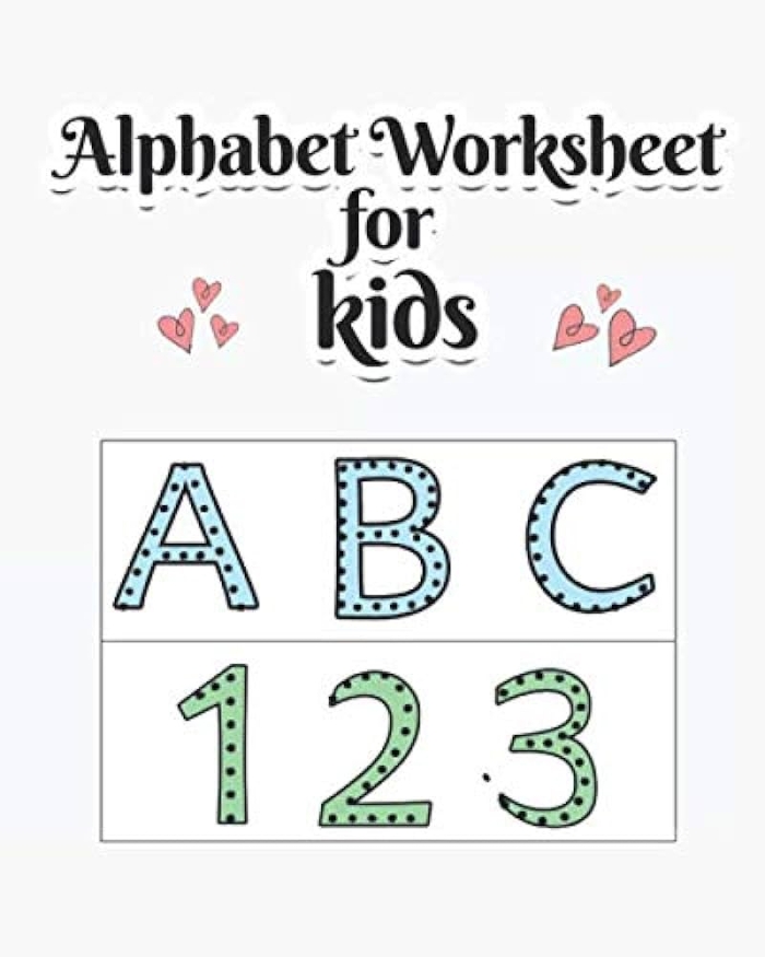 Colorful Valentine's Day-themed worksheet for kindergarteners to learn the alphabet
