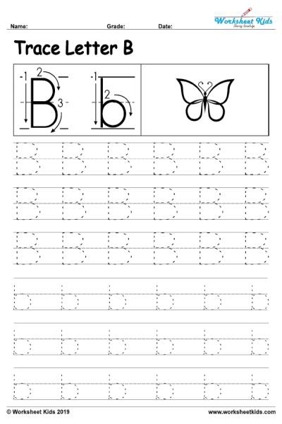 Alphabet Practice Letter B Worksheet Number 6 Pre-K worksheet for letter B tracing and writing practice