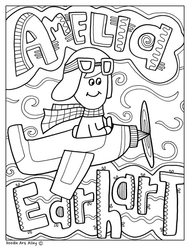 Explore the life of Amelia Earhart through this engaging coloring page Amelia Earhart coloring page worksheet for Pre-K phonics activities