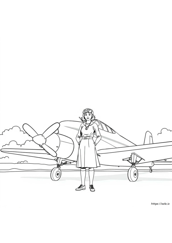 Fun and educational Amelia Earhart activity sheet for young learners Amelia Earhart coloring page worksheet for Pre-K phonics students