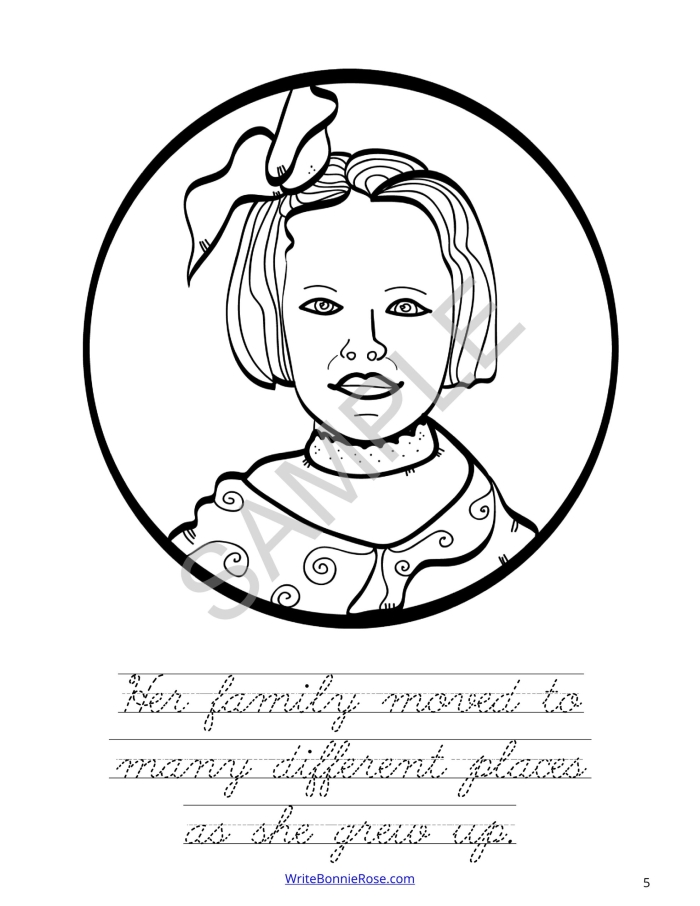 Engaging Amelia Earhart illustration for young learners Amelia Earhart coloring page worksheet for Pre-K phonics activities