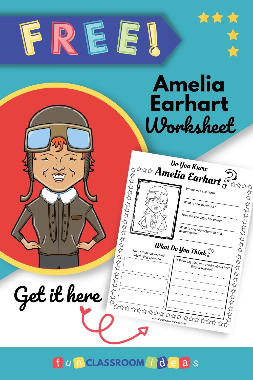 Image 4: Discovering Amelia Earhart's Life Story Through Classroom Learning Amelia Earhart Biography worksheet activity for second grade students learning about the pioneering aviator and her historic achievements
