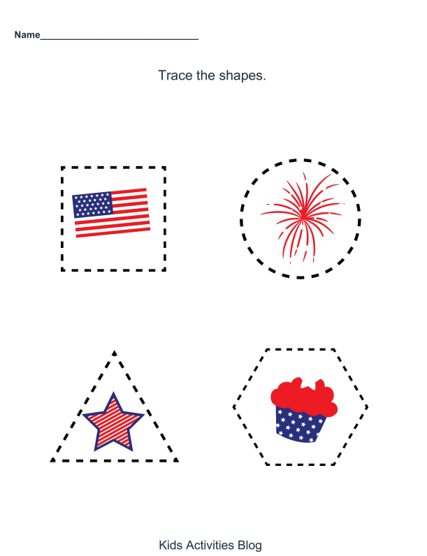 Kindergarten student counting and coloring stars and stripes on an American flag worksheet for data graphing practice