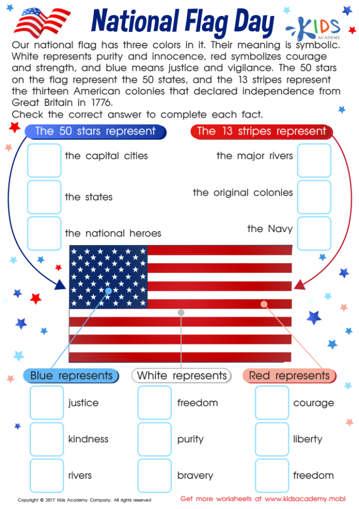 History of the American Flag worksheet for third graders exploring social studies concepts