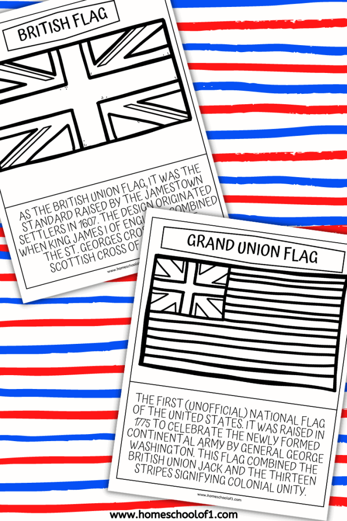 Third grade social studies worksheet covering the historical evolution of the American flag