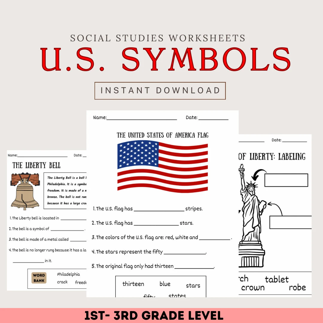 Third grade social studies worksheet covering the historical evolution of the American flag