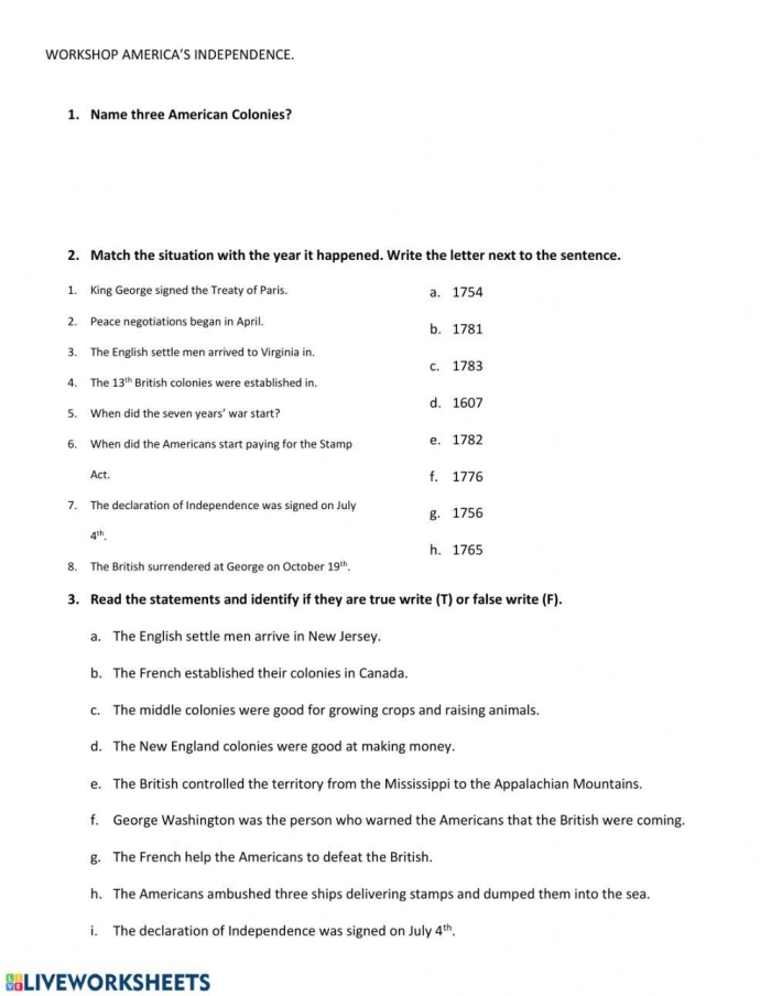 Creative writing exercise about the Declaration of Independence for fifth grade students Fifth grade student writing a historical essay for an American Independence worksheet activity