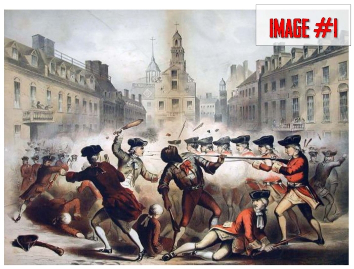 Boston Massacre Causes: Interactive Timeline Worksheet for Middle School American History Learners Timeline graphic showing American Revolution events from 1763 to 1770 leading to the Boston Massacre with dates and historical illustrations for sixth grade history students