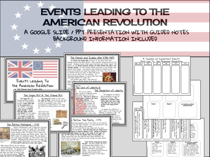 Image title: Historical Events Timeline Worksheet for Middle School American Revolution Study ALT text: Sixth grade worksheet showing a timeline of American Revolution events from 1763 to 1770 with comprehension questions about the Boston Massacre