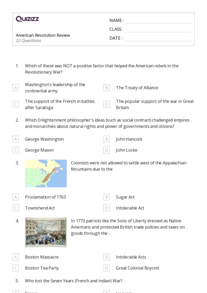 American Revolution Timeline worksheet featuring key historical events preceding the Boston Massacre image 10 Sixth grade students reviewing a historical timeline of events leading to the 1770 Boston Massacre for social studies