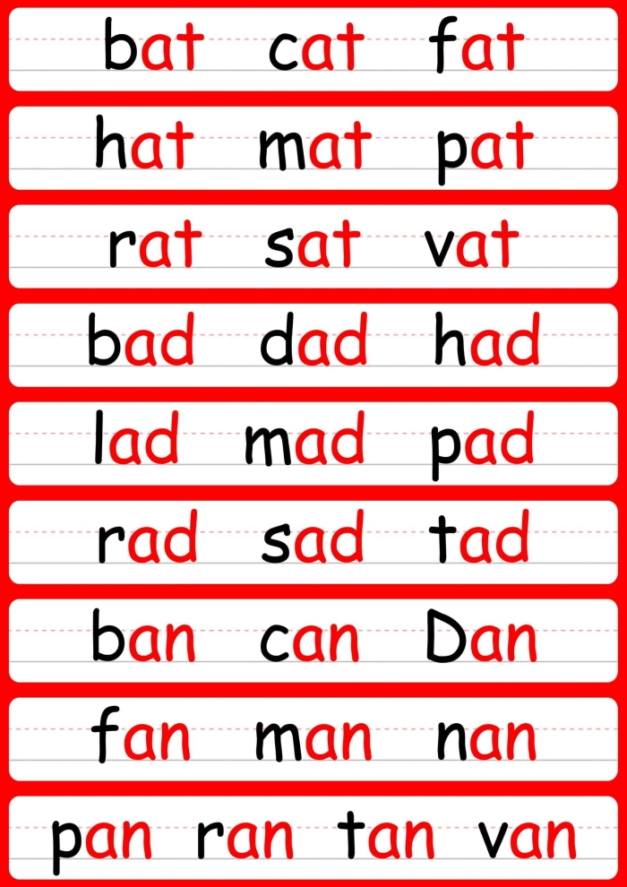Worksheet featuring word families ending in "-an" for kindergarten students