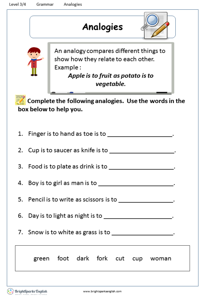 Working with Analogies Practice Activity 19 for Elementary Math Students Third grade students completing decimal analogies worksheet to practice word relationships and connections