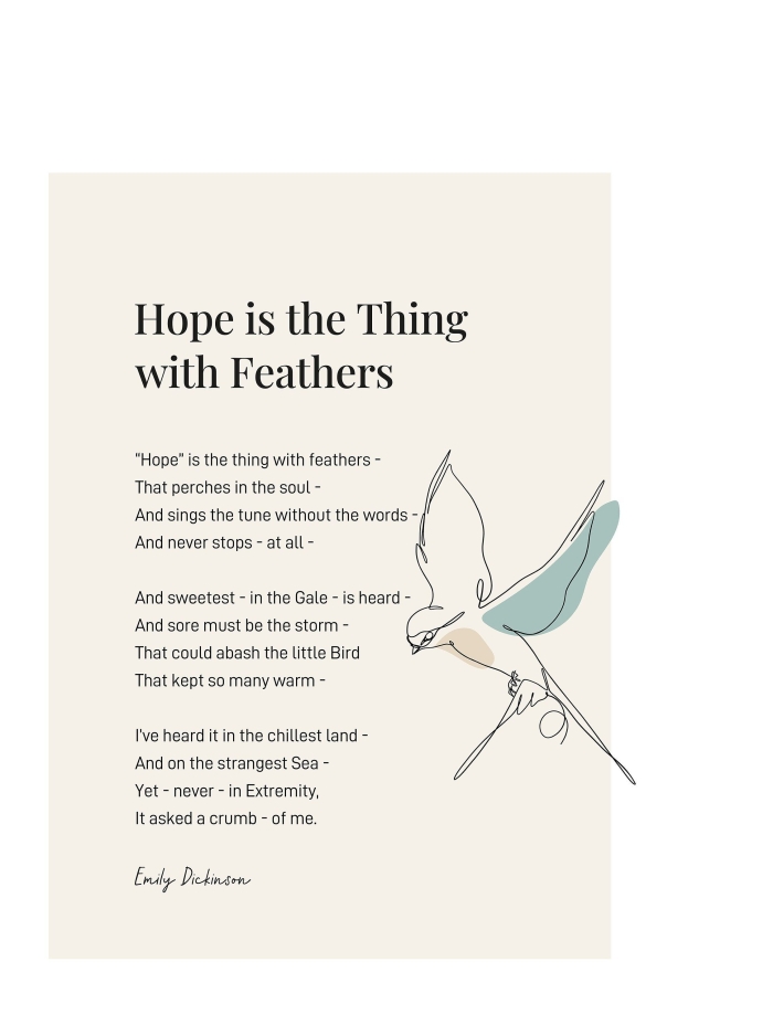 Fifth grade Spanish worksheet featuring an analysis of the Emily Dickinson poem Hope is the thing with feathers 11