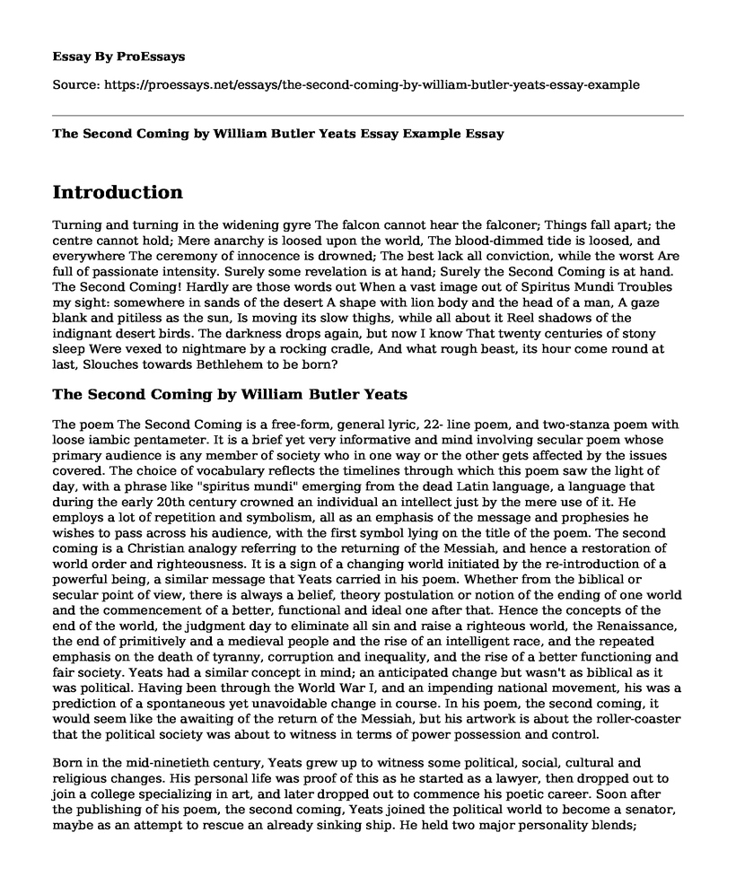 Worksheet for analyzing "The Song of Wandering Aengus" by William Butler Yeats
