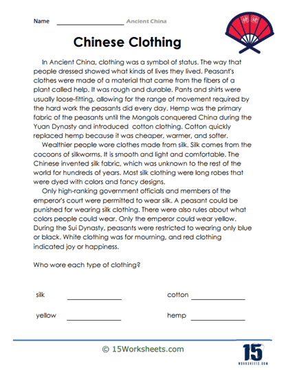 Students examining the key achievements of the first four Chinese dynasties in the Ancient China worksheet