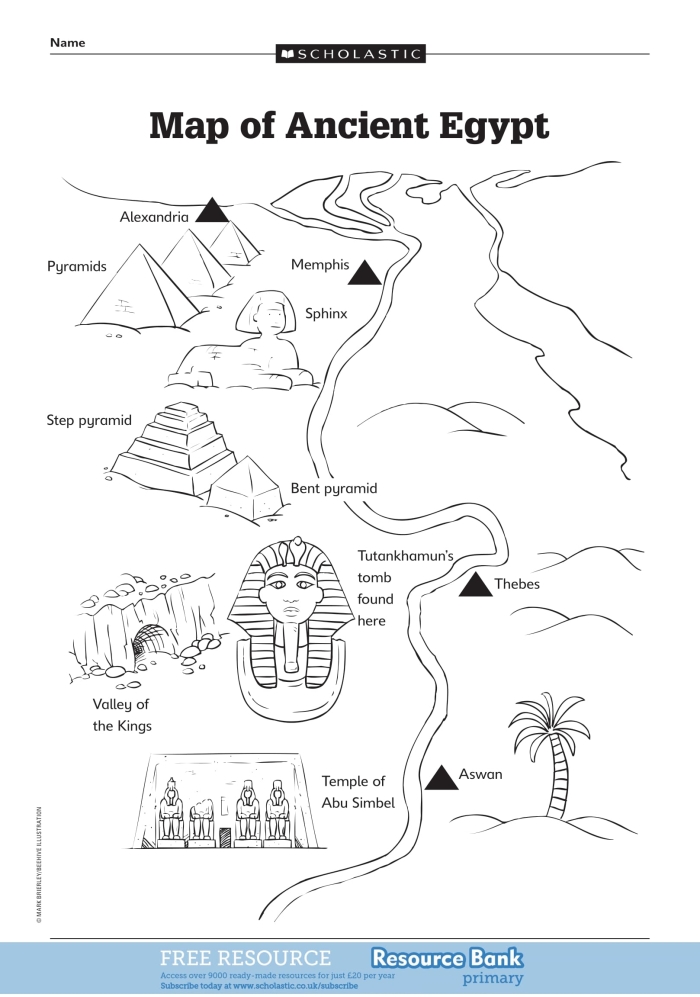 Ancient Egypt The Gift of the Nile educational worksheet 22 Sixth grade students analyzing a map of the Nile River on an Ancient Egypt worksheet