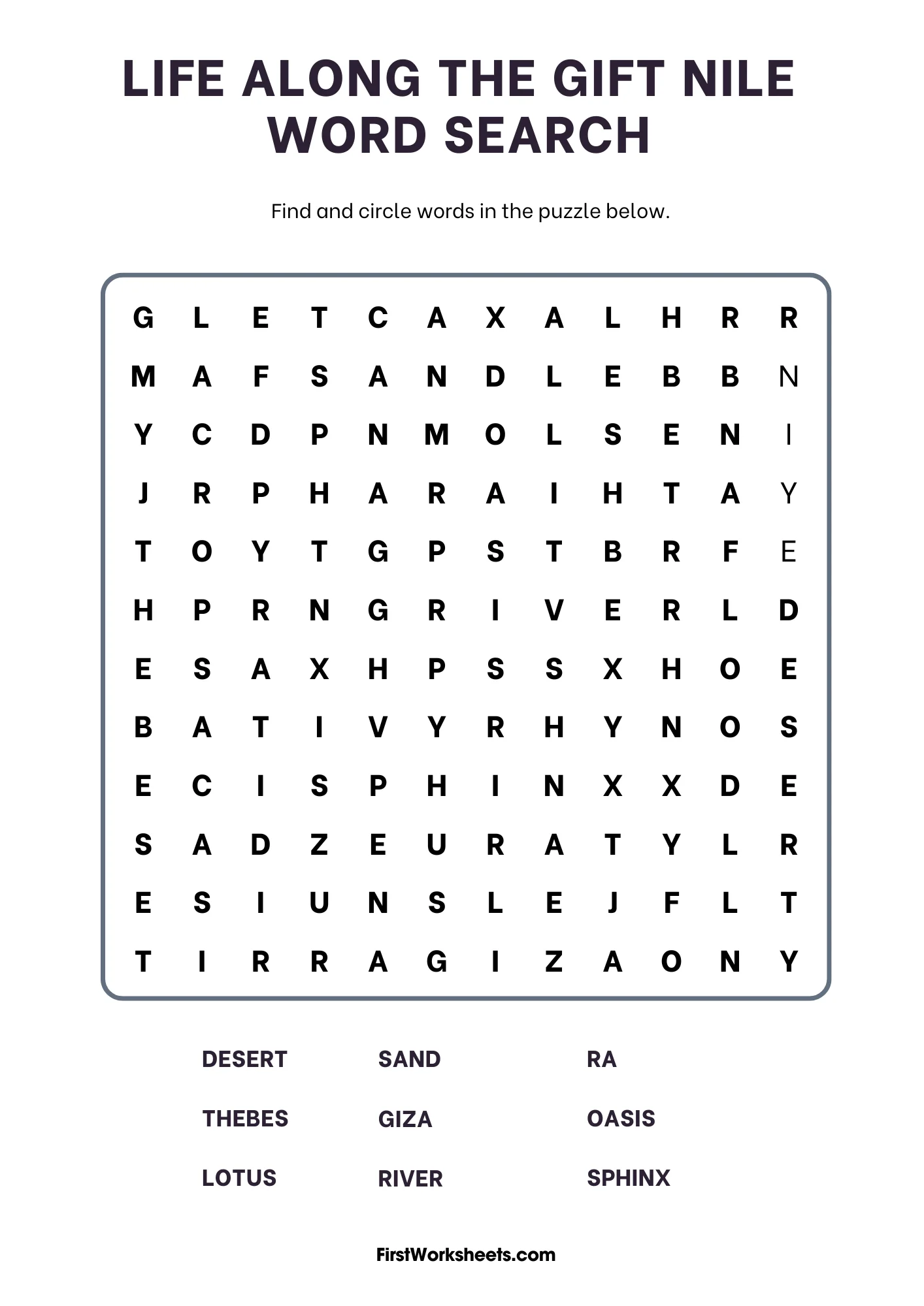 Exploring the Gift of the Nile in Ancient Egyptian civilization activities Ancient Egypt worksheet illustrating the significance of the Nile River for sixth graders