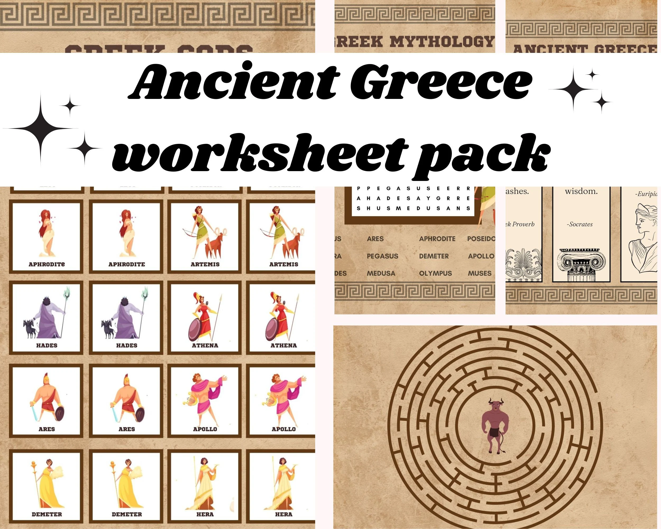 Illustration of a worksheet on Ancient Greek governments for sixth graders