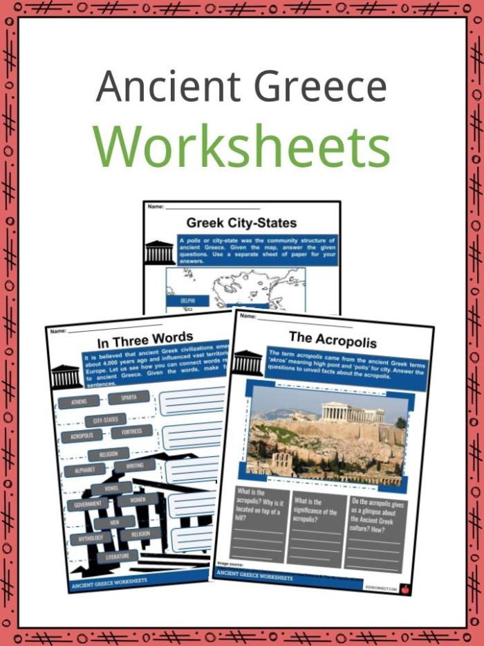Students working on a worksheet about ancient Greek governments in a classroom setting