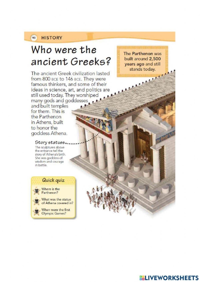 Worksheet illustrating the various types of ancient Greek governments for sixth graders