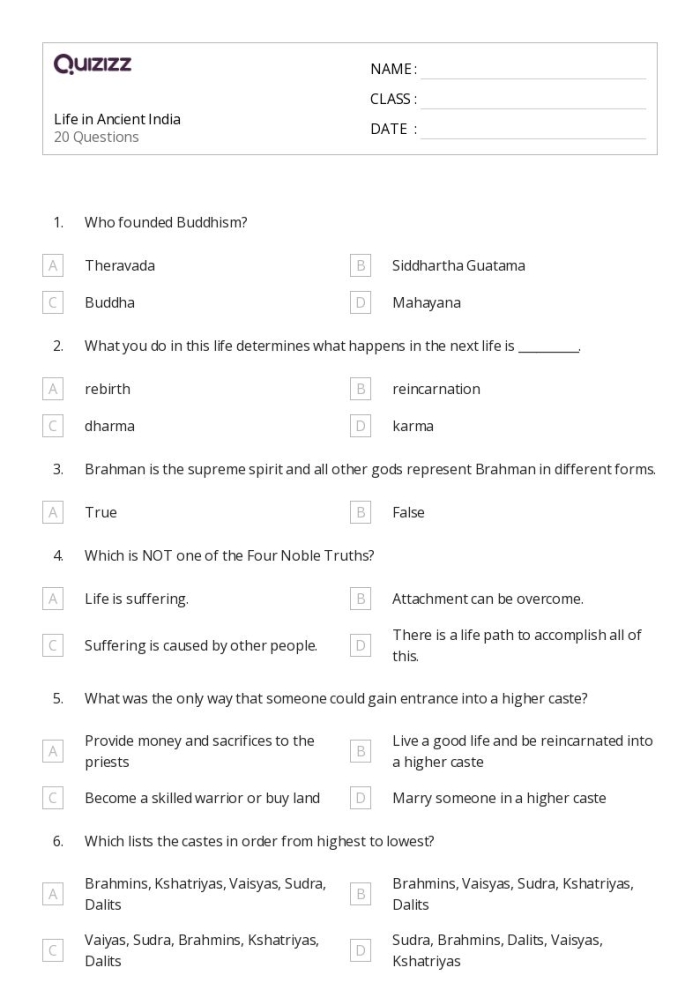 Geography of Ancient India Map Labeling Worksheet for Grade 6 Students Sixth grade worksheet featuring an Ancient India map for labeling mountain ranges and rivers