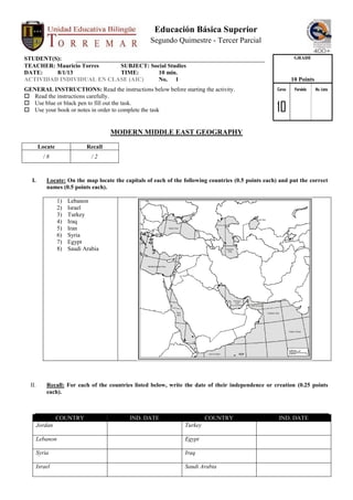 Ancient Middle East Civilizations Lasting Contributions Learning Activity for Grade 6 Sixth grade students comparing contributions of ancient Middle Eastern civilizations including Sumerians Babylonians and Phoenicians on a worksheet