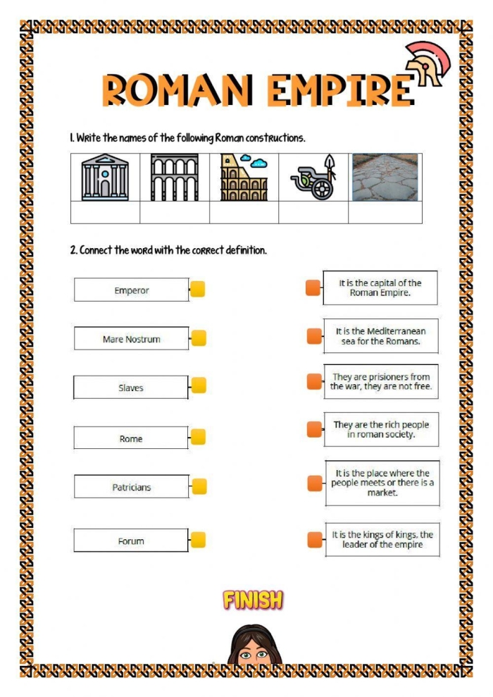 Sixth grade social studies worksheet highlighting the distinct social classes within ancient Roman society